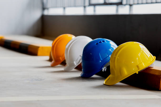 SEBA construction workers wearing safety hard hats on site